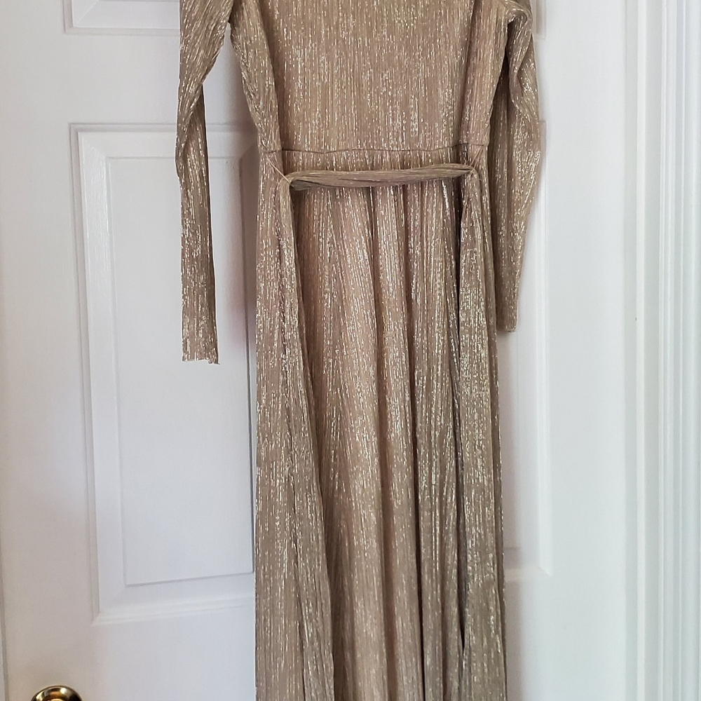 Fabulous Gold Anne Klein Bella Crinkly Dress - Picture 4 of 7